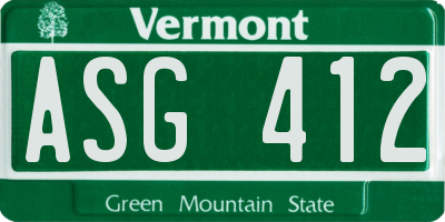 VT license plate ASG412