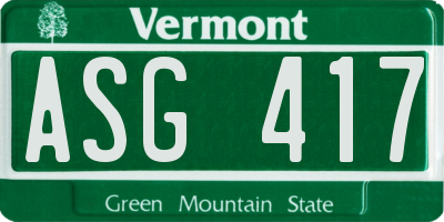 VT license plate ASG417