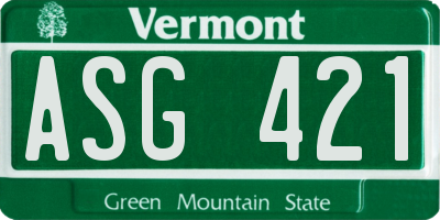VT license plate ASG421