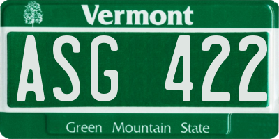 VT license plate ASG422