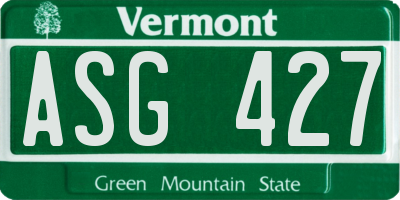 VT license plate ASG427