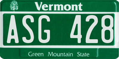 VT license plate ASG428