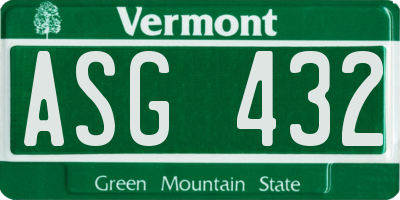 VT license plate ASG432