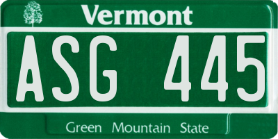 VT license plate ASG445