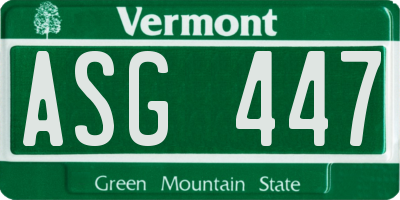 VT license plate ASG447