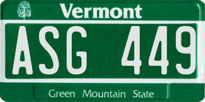 VT license plate ASG449