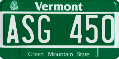 VT license plate ASG450