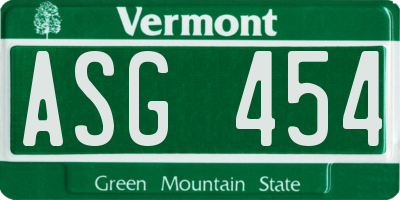VT license plate ASG454