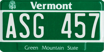 VT license plate ASG457