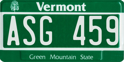 VT license plate ASG459