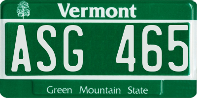 VT license plate ASG465