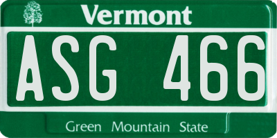 VT license plate ASG466