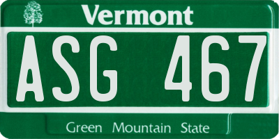 VT license plate ASG467