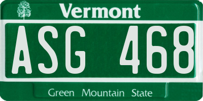 VT license plate ASG468