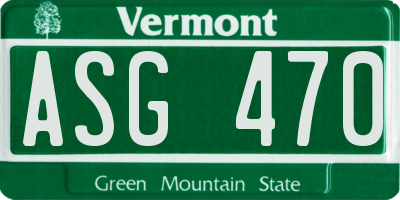 VT license plate ASG470