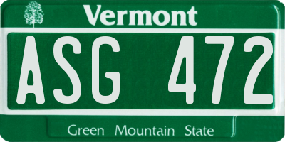 VT license plate ASG472