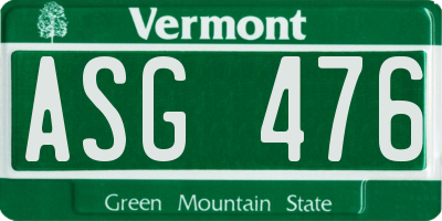 VT license plate ASG476