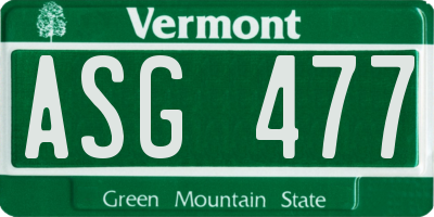 VT license plate ASG477