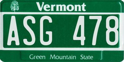 VT license plate ASG478