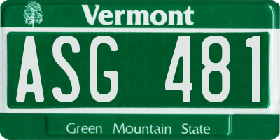 VT license plate ASG481