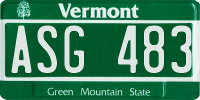 VT license plate ASG483