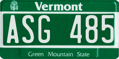 VT license plate ASG485