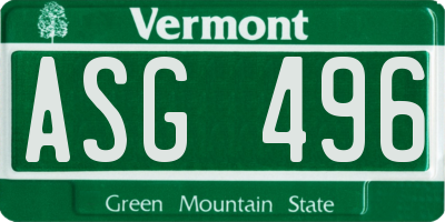 VT license plate ASG496