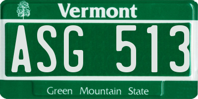 VT license plate ASG513