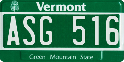 VT license plate ASG516
