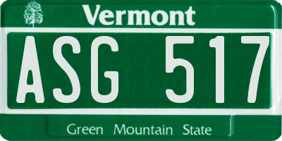VT license plate ASG517
