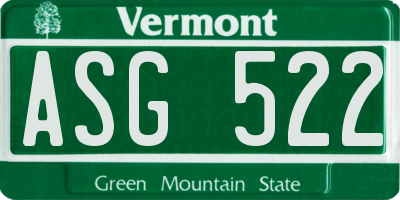 VT license plate ASG522