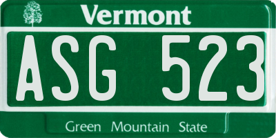 VT license plate ASG523