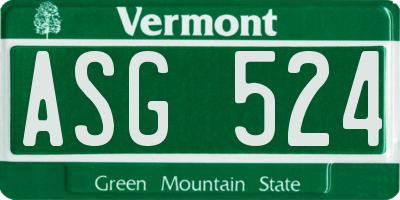 VT license plate ASG524