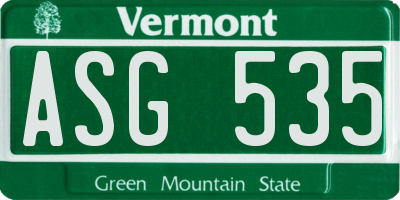 VT license plate ASG535