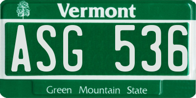 VT license plate ASG536