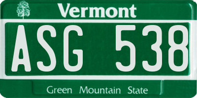 VT license plate ASG538
