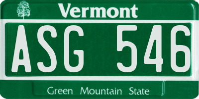 VT license plate ASG546