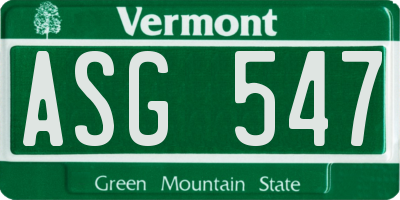 VT license plate ASG547