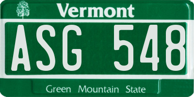 VT license plate ASG548