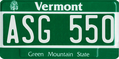 VT license plate ASG550