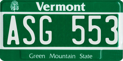 VT license plate ASG553