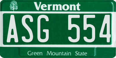 VT license plate ASG554