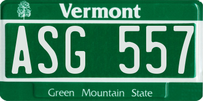 VT license plate ASG557