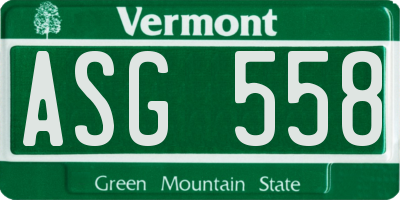 VT license plate ASG558