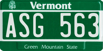 VT license plate ASG563
