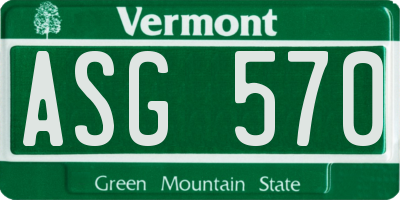 VT license plate ASG570