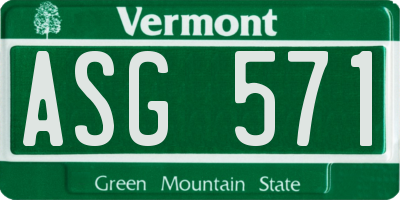 VT license plate ASG571