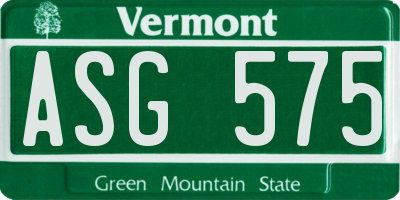 VT license plate ASG575