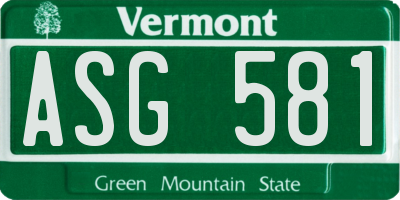 VT license plate ASG581