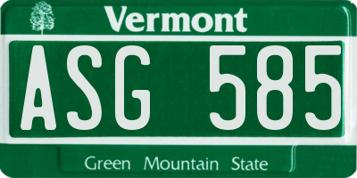 VT license plate ASG585